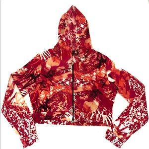 Floral Print Crop Top Hoodie